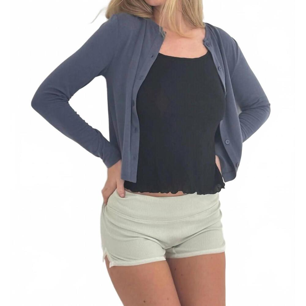 NEW FIND ME NOW cupro lounge cardigan in foggy navy